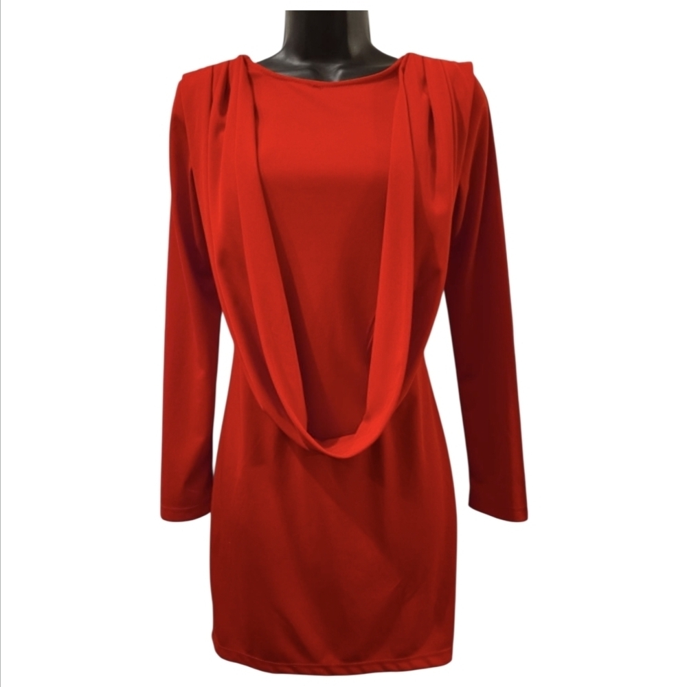Seductions NWT Red Hot Fire Sexy Bare Back Long Sleeve Bodycon Dress Zip Up Med